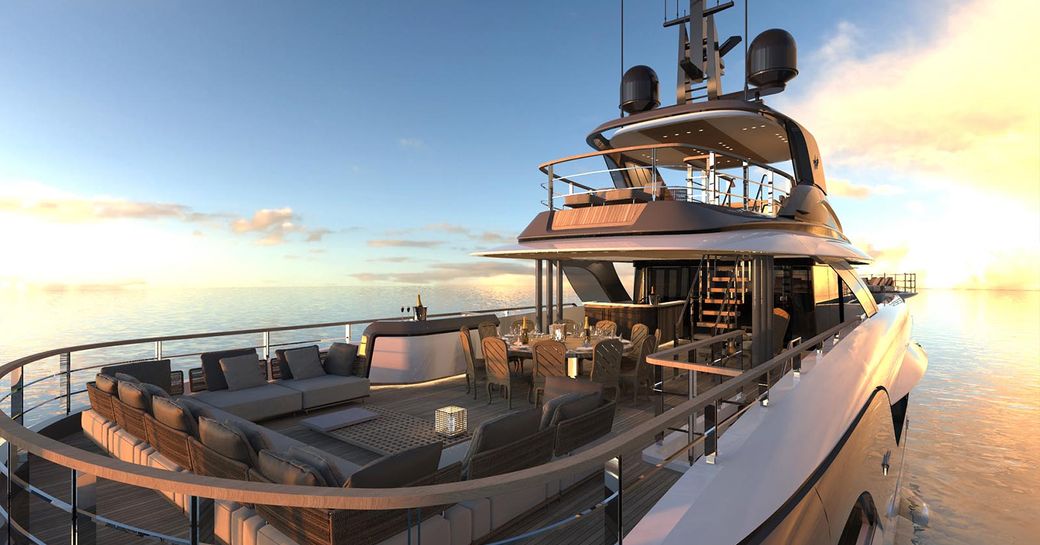 the stunning view from the upper aft deck of charter yacht GECO