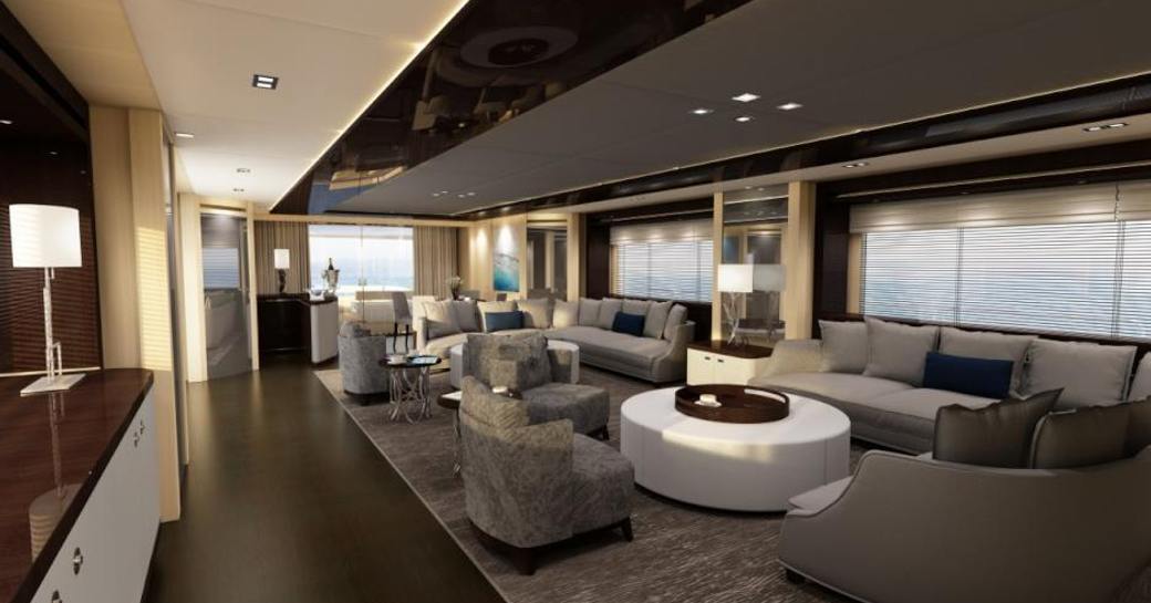 The main salon of luxury yacht BLUSH