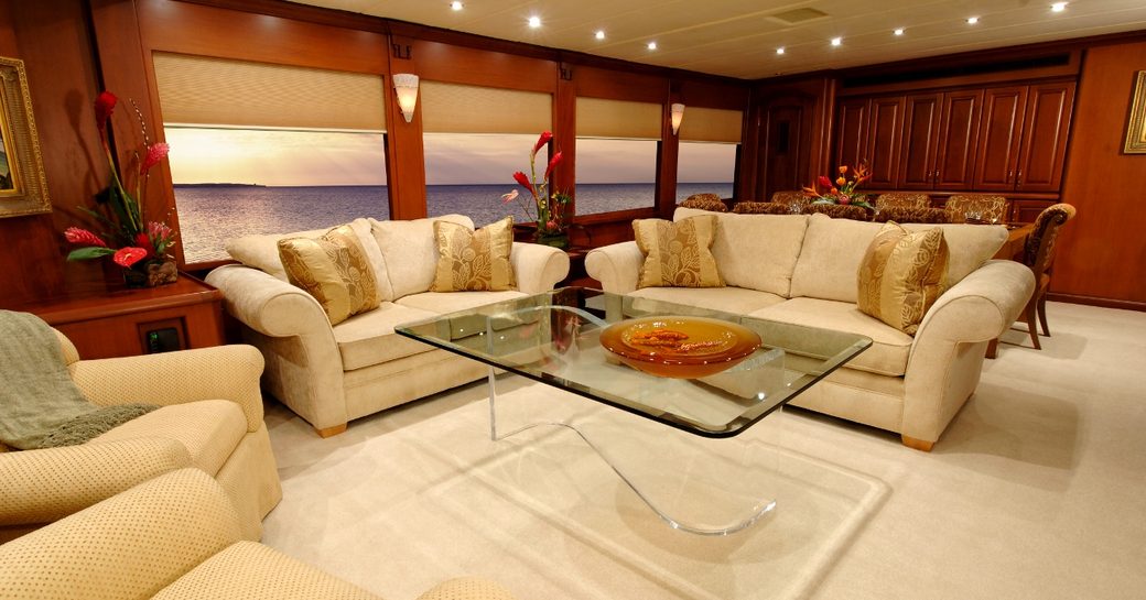 Main salon on-board motor yacht Ocean Pearl