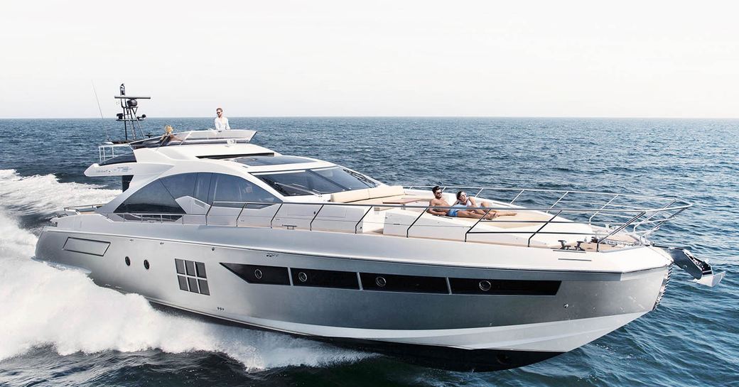 luxury yacht underway side profile