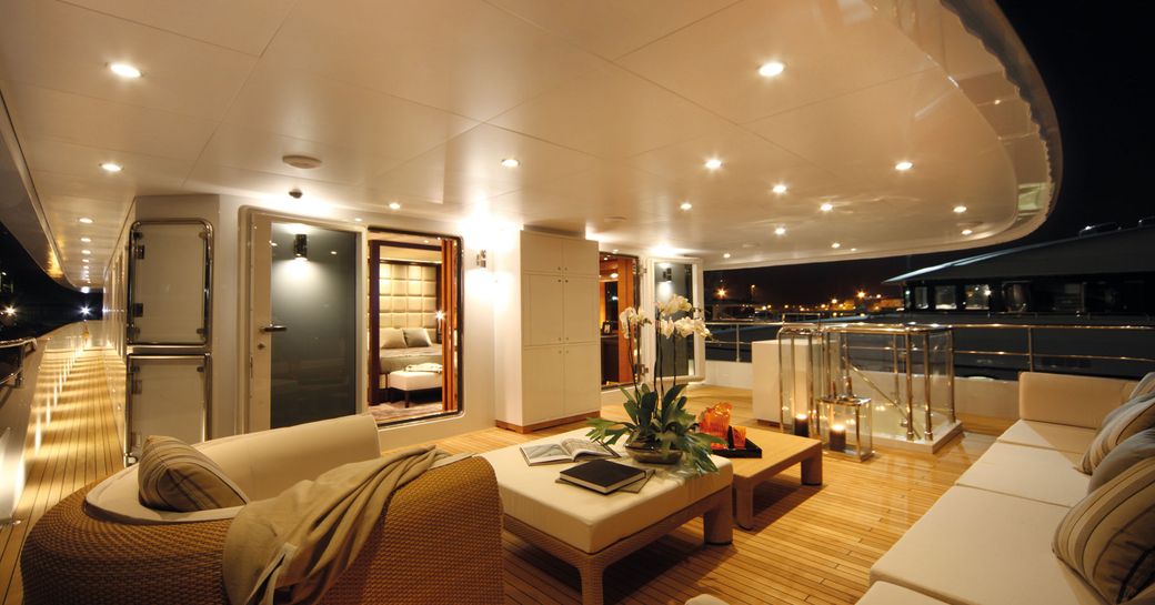 owner's deck on charter yacht zaliv iii 