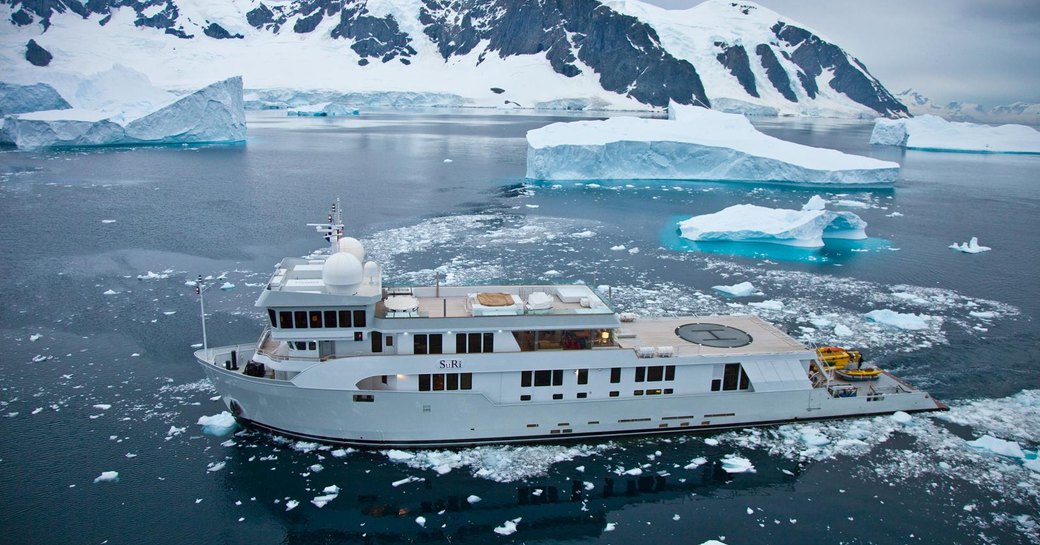 Superyacht SuRi underway in Antarctica