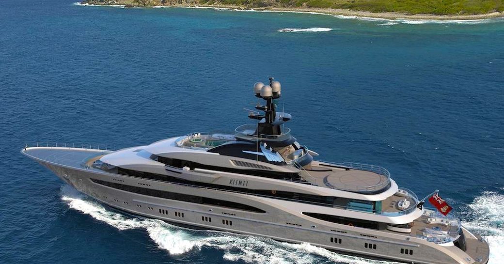 lurssen's superyacht kismet underway in the Bahamas where the covid-19 outbreak isn't as sevre as the rest of the world