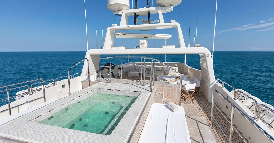 outdoor jacuzzi onboard superyacht vicky luxury yacht charter
