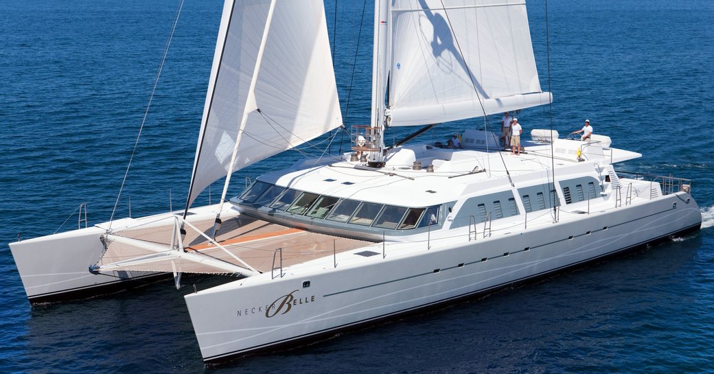 Luxury charter yacht 'Necker Belle' underway