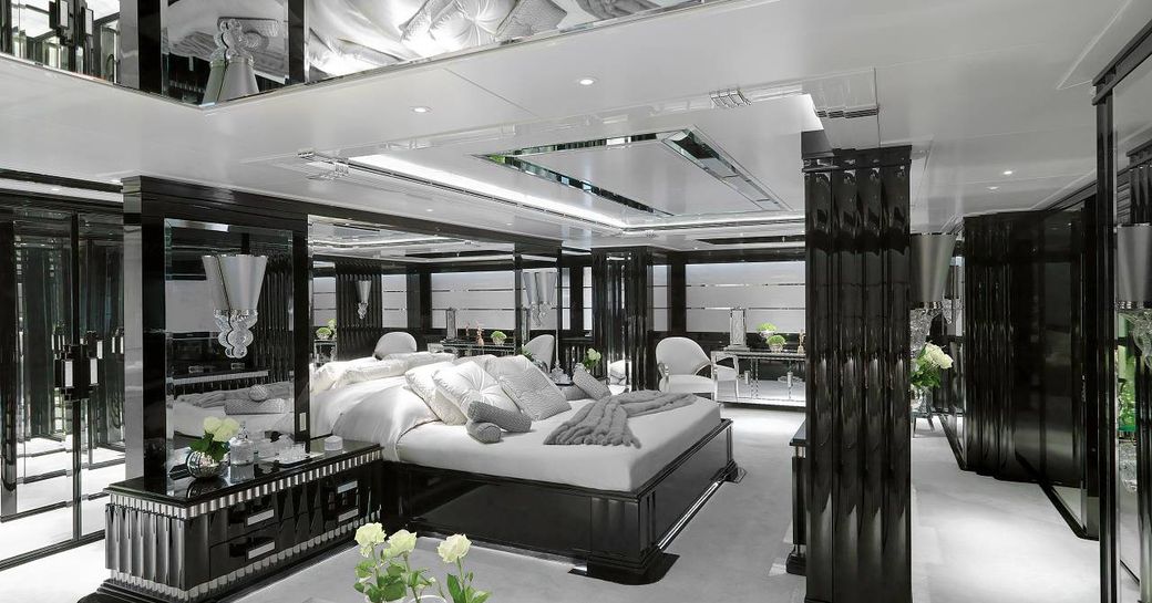 Elegant master suite on superyacht Silver Angel