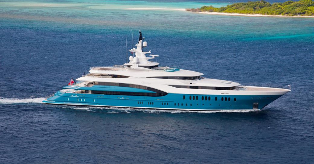luxury charter yacht cruising through blue waters