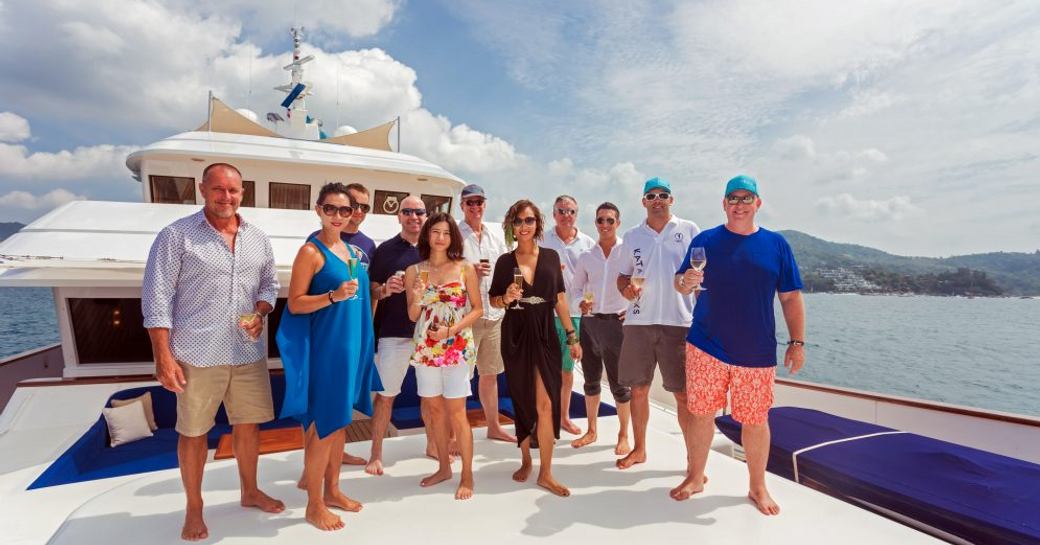 guests invited on board charter yacht Northern Sun  for drinks at the Kata Rocks Superyacht Rendezvous