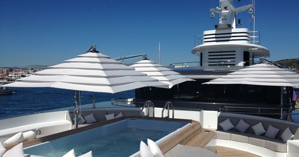 Sun deck with Jacuzzi on board superyacht ETERNITY