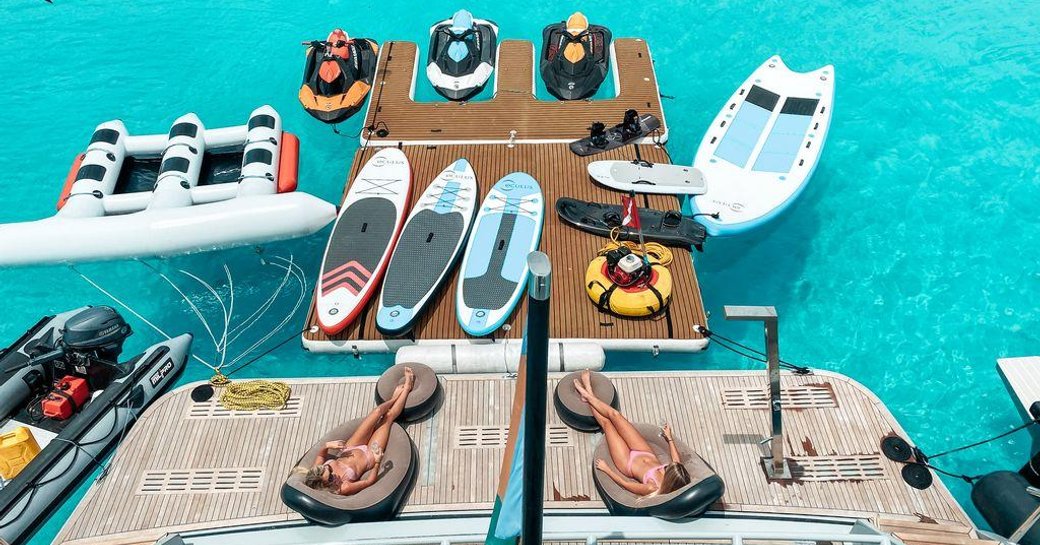 Selection of tenders aft of superyacht OCULUS