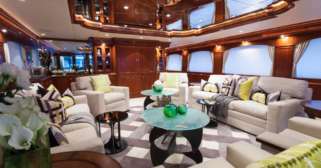 The main salon of luxury yacht ATTITUDE