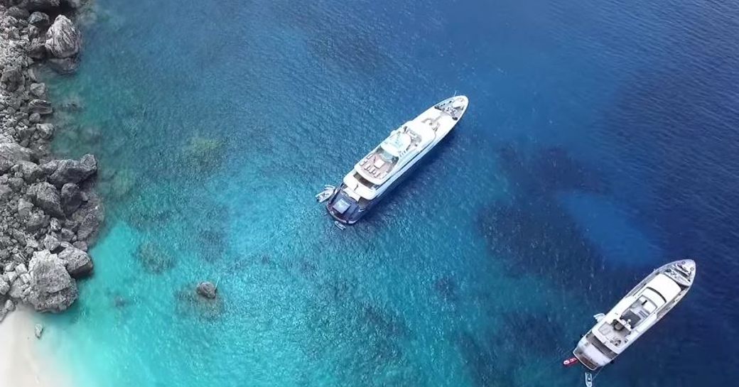 Superyachts at-anchor in Greece