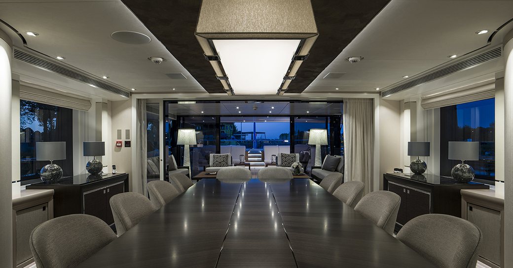 Conference room and skylight on superyacht IRISHA