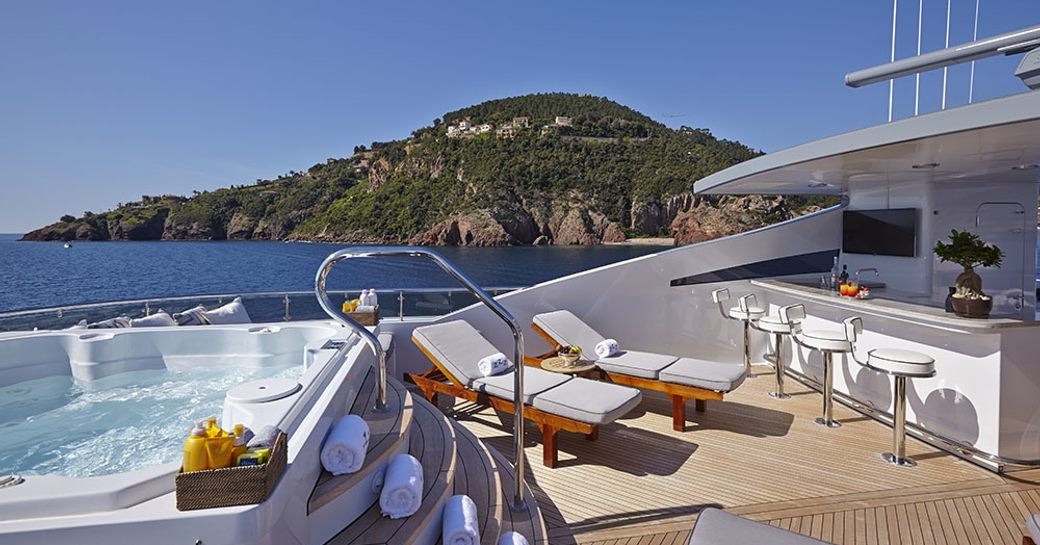 The sundeck of superyacht Zoom Zoom Zoom