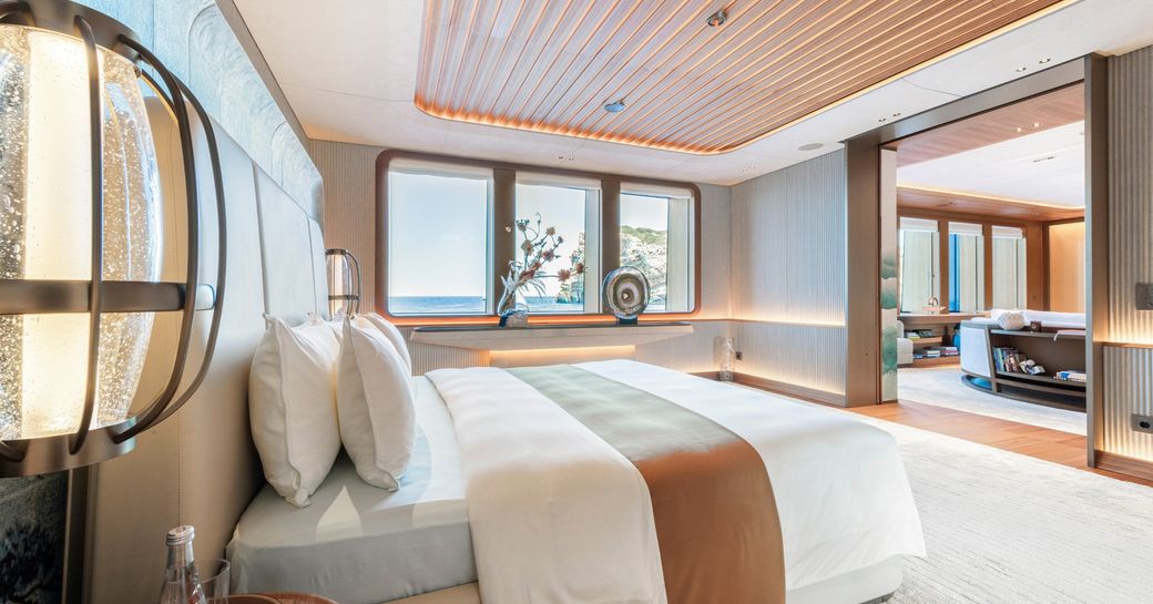 Master suite on board charter yacht KENSHO