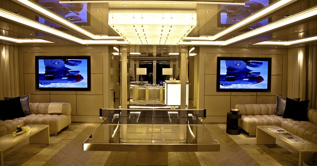 The main salon of luxury yacht 'Odessa II'