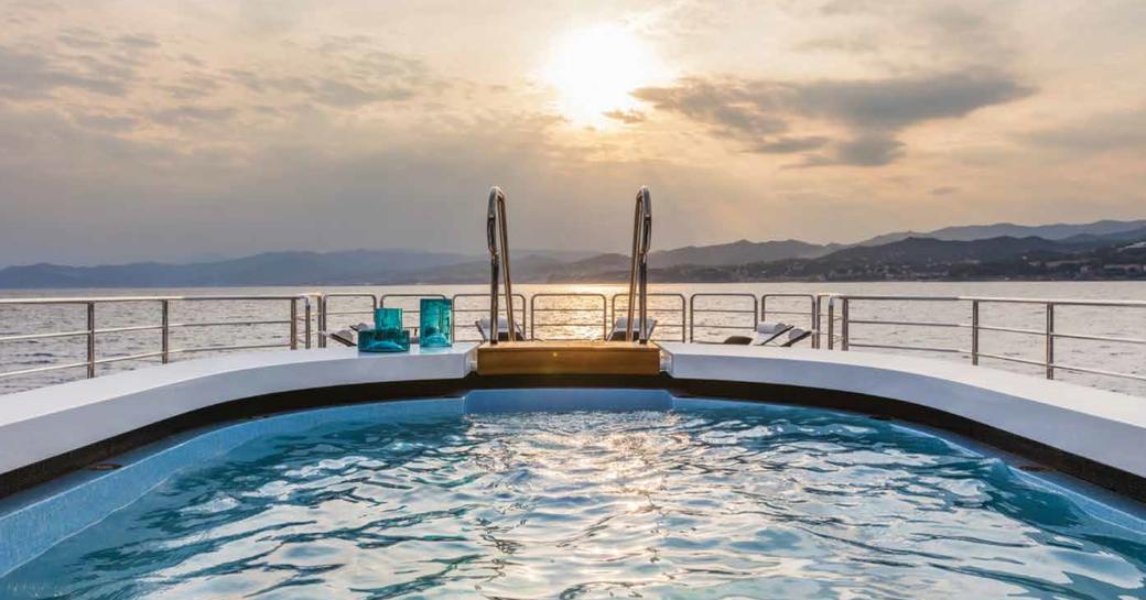 pool on wheelhouse deck of charter yacht SUERTE