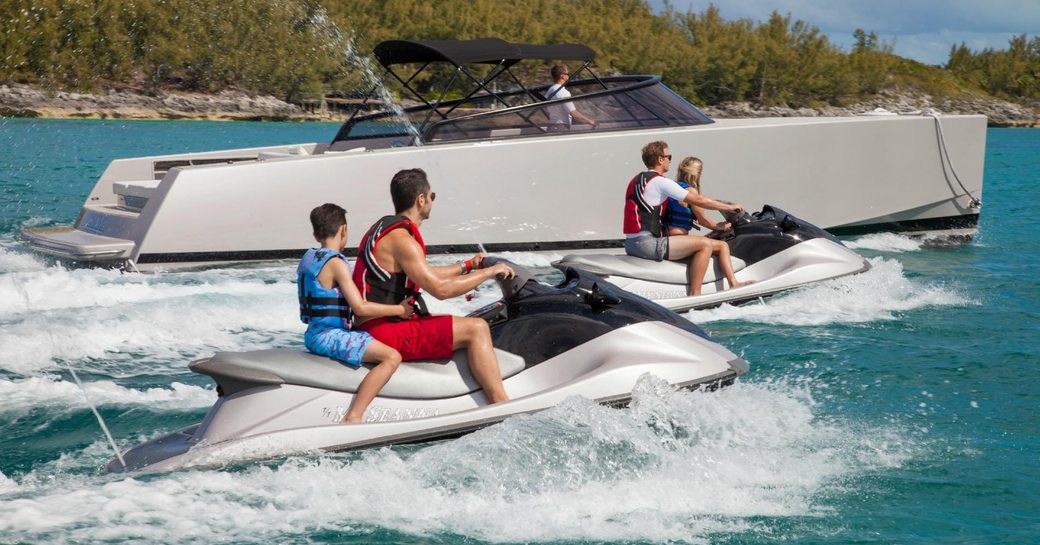 charter guests use jet skis and tenders when cruising on charter yacht my seanna