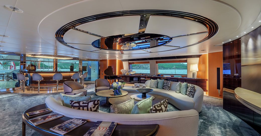 Overview of the main salon onboard sailing yacht charter MALTESE FALCON
