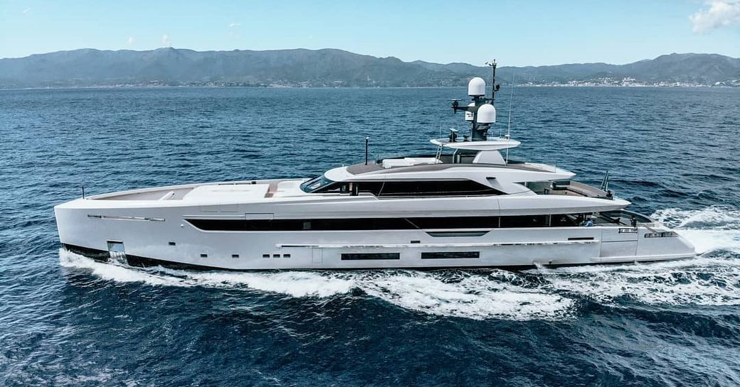Luxury yacht Binta d'Or underway in the Mediterranean