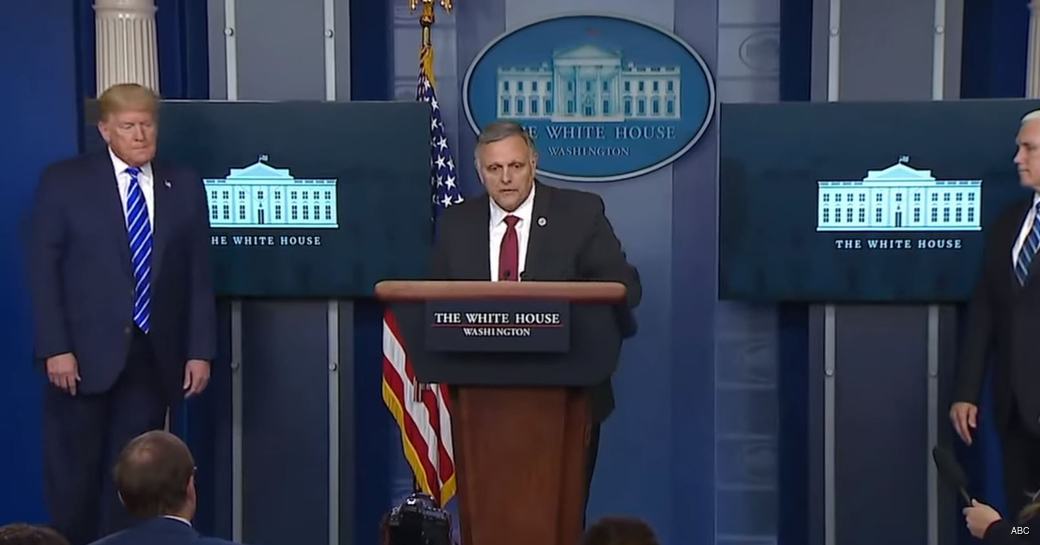 trump stands next to bryan during covid-19 press briefing