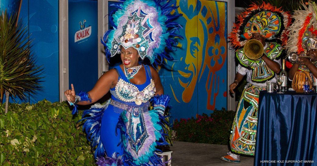 Bahamian dancer performing at the Bahamas Charter Yacht Show