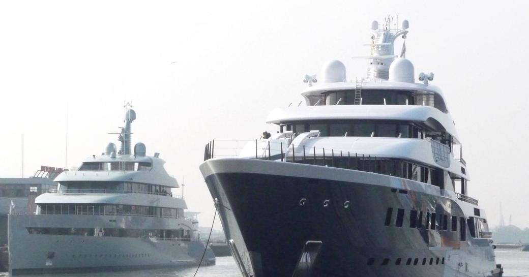 Feadship Superyacht SYMPHONY and M/Y SAVANNAH in rotterdam for sea trials