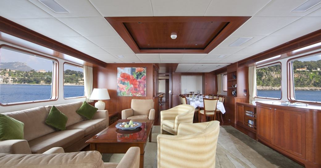 main salon on board charter yacht CORNELIA 