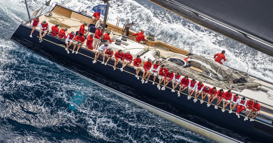 Sailors racing in Loro piana superyacht regatta in sardinia