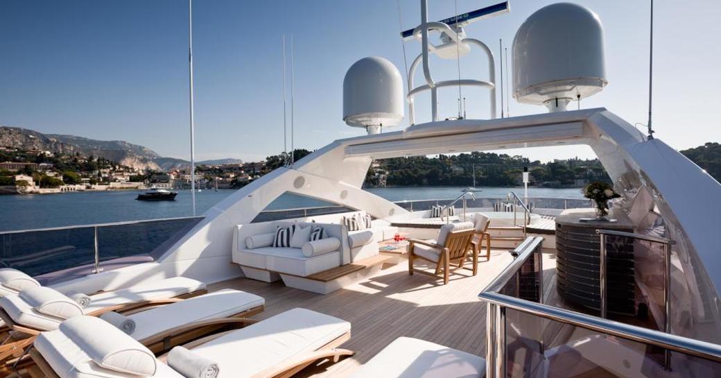 The sundeck of luxury yacht THUMPER