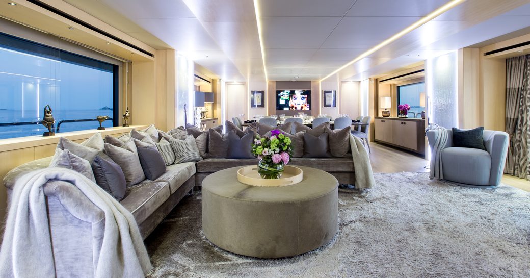 luxurious main salon on board luxury yacht BLUSH 