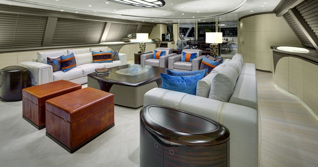 Main salon of luxury sailing yacht 'Mondango 3'