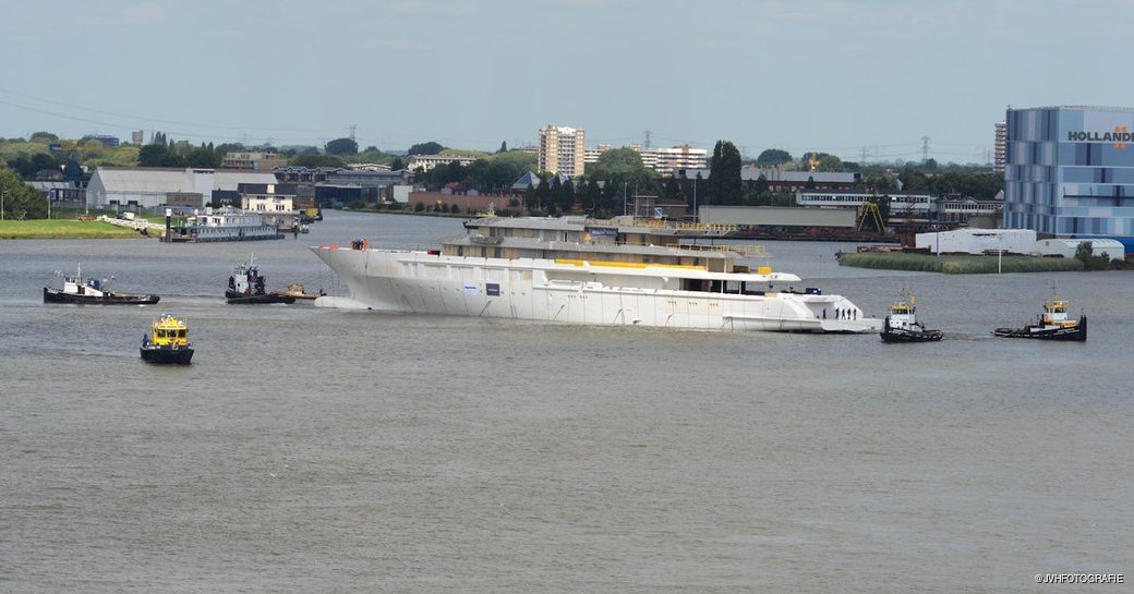 Oceanco luxury yacht on the river