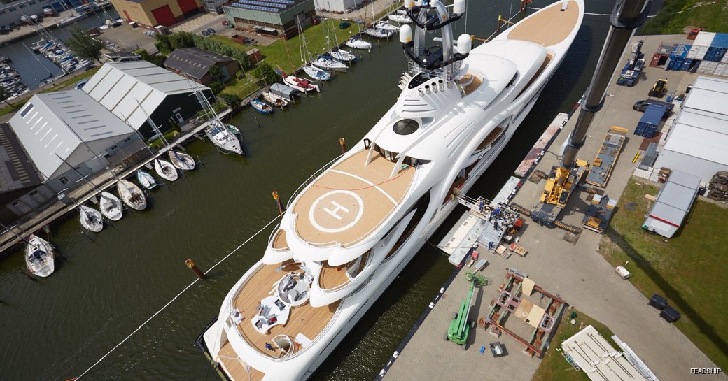 Superyacht Feadship 1007 as seen from above