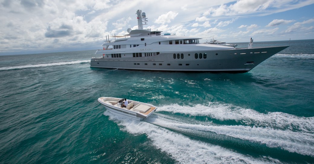 Superyacht DREAM at anchor in the Caribbean