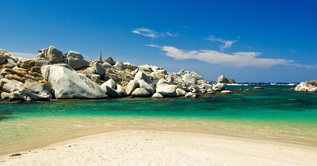 beautiful white sands, turquoise waters and boulders of the Lavezzi Islands, Corisca