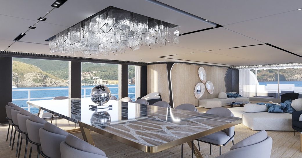 Formal dining on board charter yacht RIO