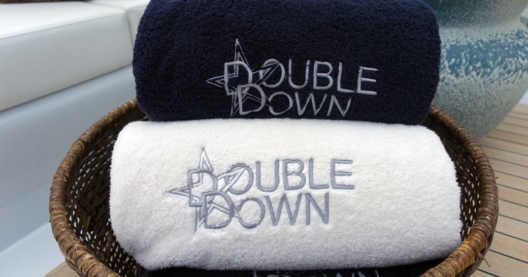 Towels for charter guests on board motor yacht Double Down