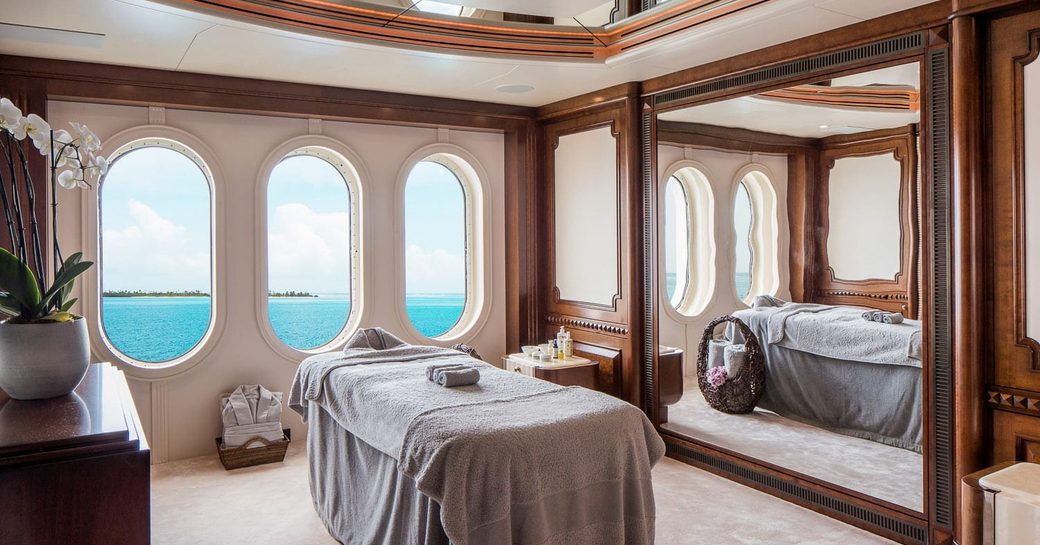 the massage suite of ca motor yacht