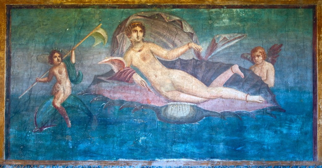 Mural painting in Pompeii, Naples, Italy