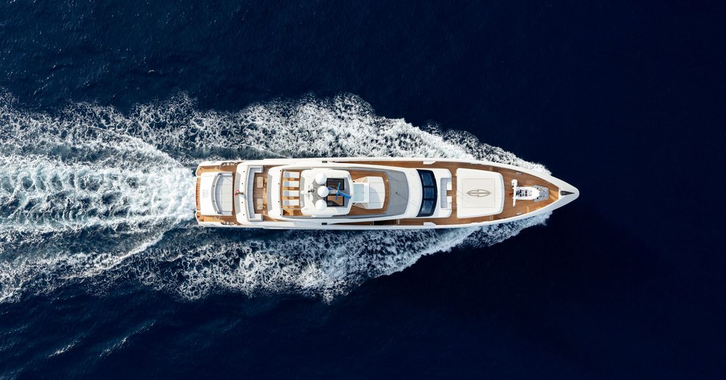 Aerial image of luxury superyacht Binta D'Or