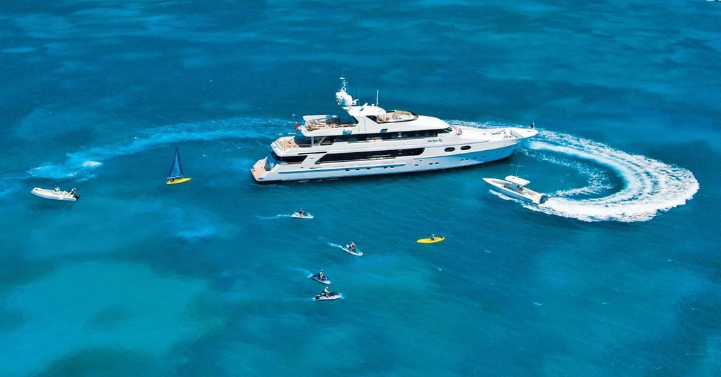 Superyacht 'One More Toy' with her tenders and toys