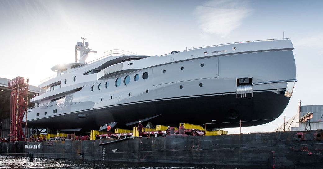 amels yacht rolls out of shed
