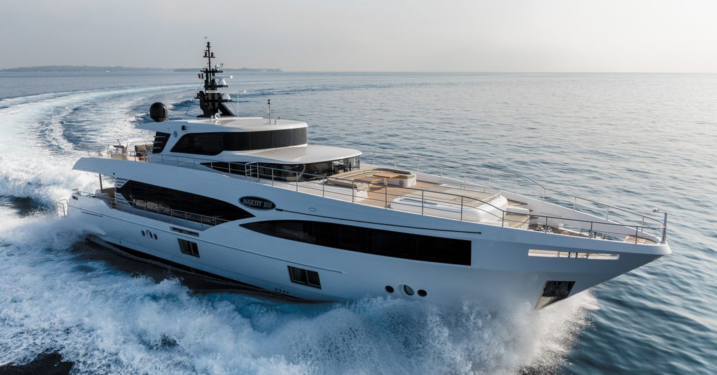 superyacht ONEWORLD underway on a luxury yacht charter