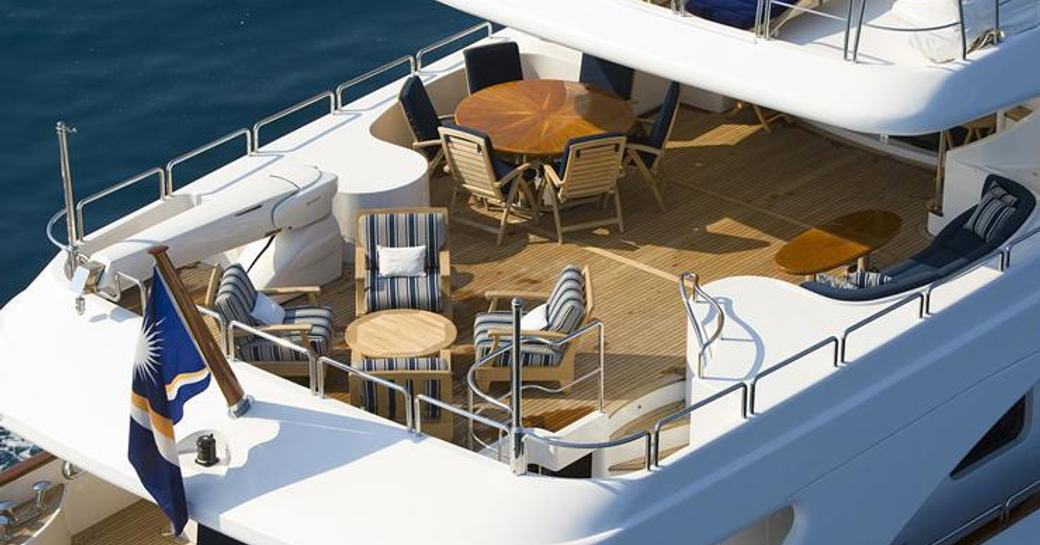 The sundeck of luxury yacht ENCHANTRESS