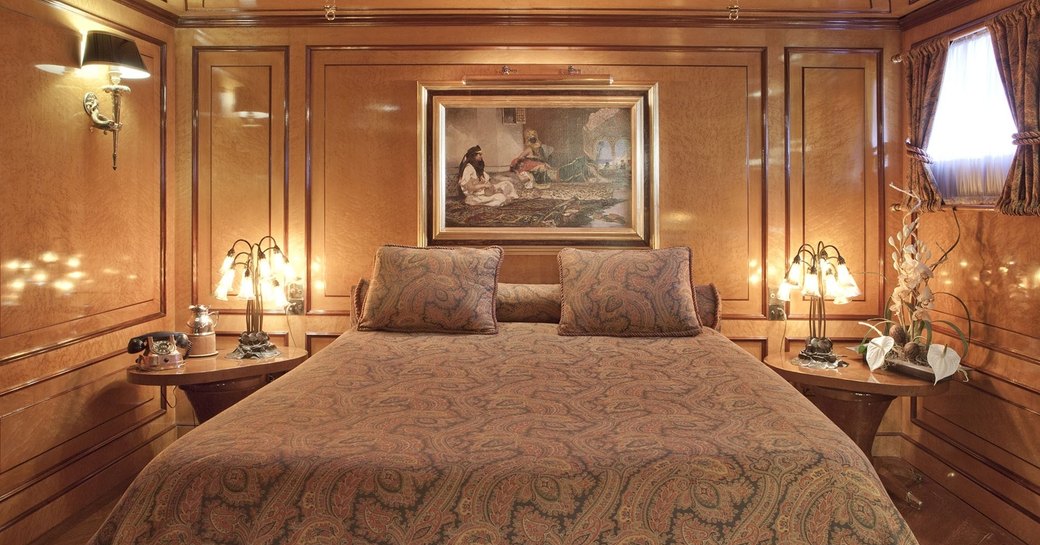 master suite with maple panelling aboard sailing yacht CREOLE 