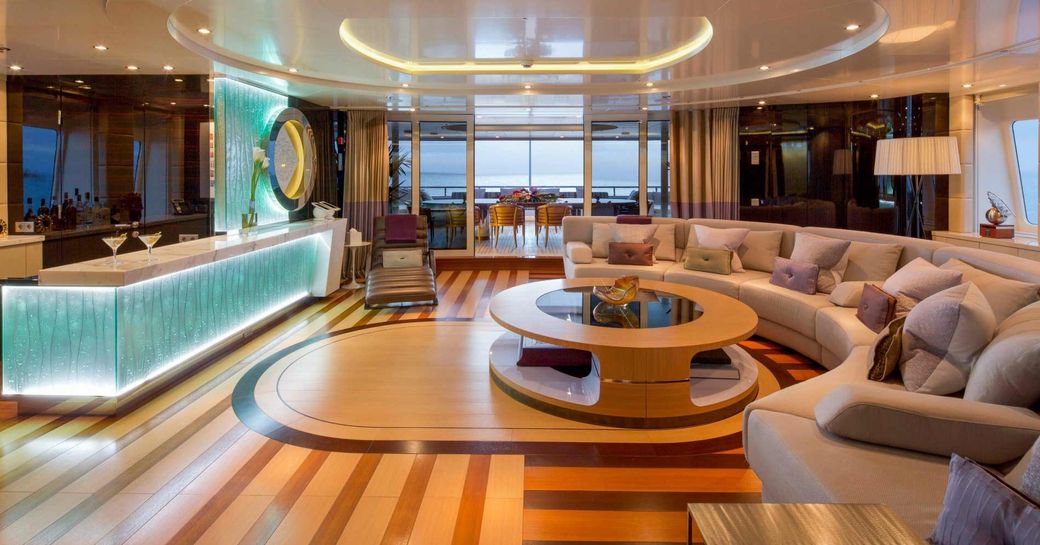 main saloon onboard luxury superyacht charter SCOTT FREE
