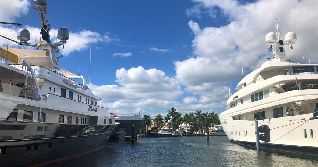 Yachts at berth at Fort Lauderdale Boat Show