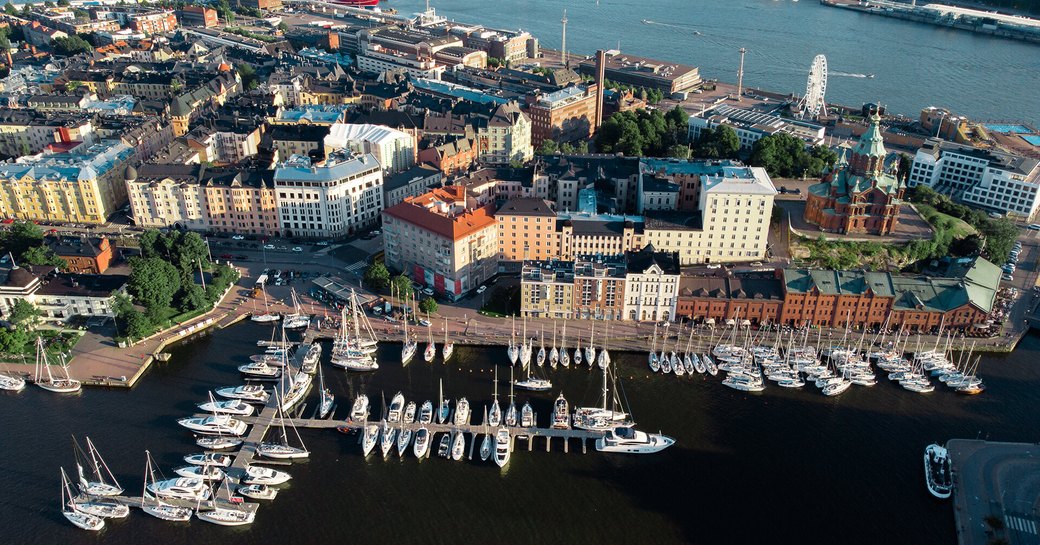 yachts in the beautiful port in Helsinki city centre