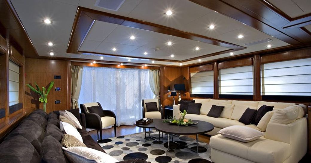 The main salon of luxury yacht SIMA